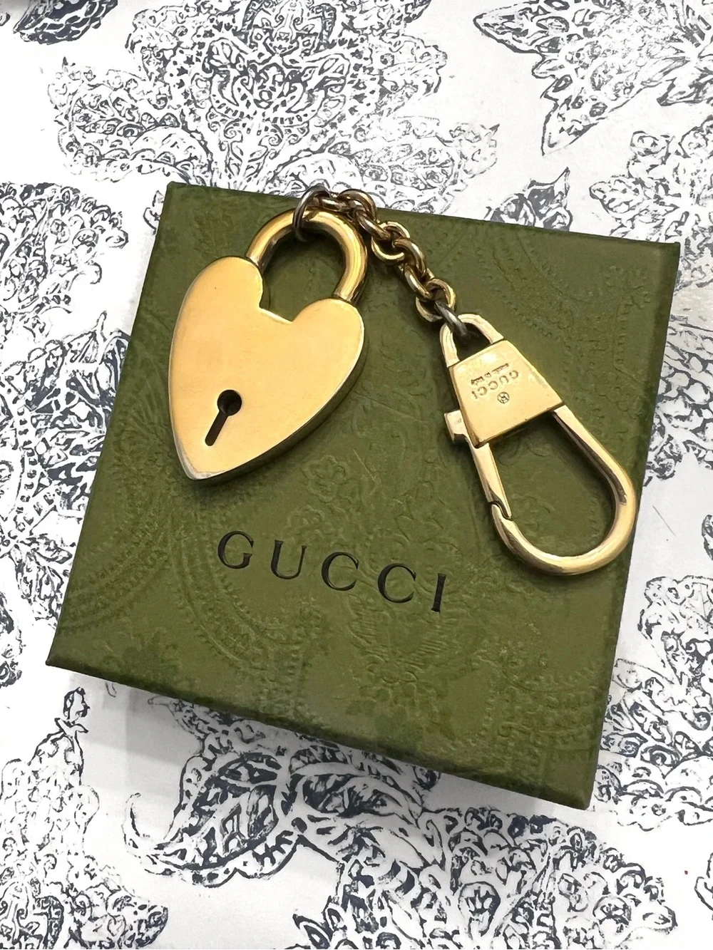 100% Authentic Gucci Red Enamel Heart Padlock Keychain / Bag Charm